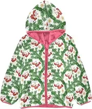 [GuoChe] Girls Sherpa Lined Hoodie Merry Christmas Holiday Green Boys Outerwear Jackets Peach Toddler Zip Up Hoodie 3-10T