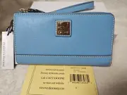Dooney & Bourke Saffiano Folded Zip Wristlet Sky Blue Color