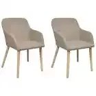 Dining Chairs 2 pcs Beige Fabric and Solid Oak Wood vidaXL