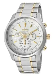 Seiko Chronograph SRW005 SRW005P1 Men 24-Hour White Dial Stainless Steel Watch