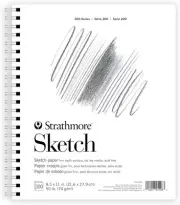 Strathmore 200 Series Sketch Pad, 8.5x11 inch, 100 Sheets, Side Wire - white