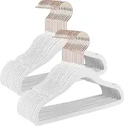SONGMICS Baby Velvet Hangers, Pack of 50 with Rose Gold Hooks, Non-Slip for Kids' Clothes & Coats, White