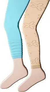 [Jefferies Socks] Little Girls' Layers and Daisy Footless Tights (Pack of 2)