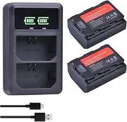 HOMERW 2280mAh NP-FZ100 Battery + Dual USB Charger Compatible with Sony Cameras - A9, A7R III, A7 III, A6600, BC-QZ1(2 Battery 1 Charger)