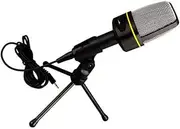 TOYANDONA Vintage Desktop Microphone Tripod 3.5mm Computer Microphone for Recording Singing Chatting