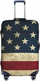 [pvinnk] American Flag Print Protective Luggage Cover Elastic Washable Suitcase Travel Gear Protector, White, Large