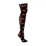 Ladies Halloween Gothic Tights Sheer Black Vampire Teeth Size M/L