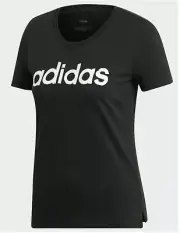 Adidas Women Tee Brushed Effect Linear Logo White or Black -Select Size MSRP $25