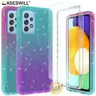 For-Samsung Galaxy A32 A52 A72 A52s 5G Gradient Glitter Case+Screen Protector