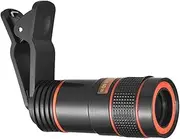 8X Optical Phone p Lens Portable Mobile Phone Scope Lens with Clip Universal for HTC Most Phones Black