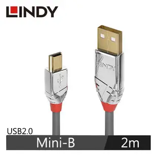 LINDY林帝 CROMO USB2.0 TYPE-A公 TO MINI-B公 傳輸線 2M
