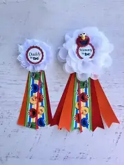 Elmo Baby Shower Corsage ,Mommy & Daddy Baby Shower Pins