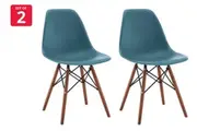 Set of 2 Matt Blatt Eames Premium DSW Chairs Replica (Teal Seat/Walnut Legs)
