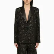 [ROTATE Birger Christensen] Black single-breasted jacket with sequins 36 DK Black