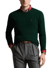 [Polo Ralph Lauren] Cable-Knit Wool-Cashmere Sweater in Green