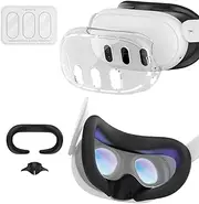4 in 1 Accessories Kit Compatible with Meta Quest 3, Hard PC Protective Case, Camera Lens Tempered Glass, Silicone Face Cover and Nose Pad