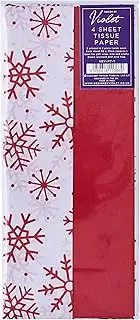 Design by Violet Christmas Red/White Snowflake 4 Sheets Decorative Tissue Paper for Gift Wrapping Present Crafts Wrapping Paper 50cm x 70cm - Festive Tissue Paper - Christmas Tissue Paper