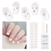 Gel Nail Stickers No UV Light Needed, 22Pcs Gel Nail Strips Set, Gel Nail