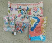 VERA BRADLEY HACIENDA DIAMONDS BEACH SET TOWEL TOTE HAT FLIP FLOPS SZ LARGE