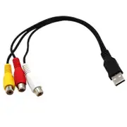 USB to 3 RCA Cable - Female USB to 3 RCA RGB Video AV Composite Adapter Converter Cord Connector Black