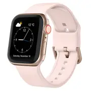 For Apple Watch Series 3,38-mm Case,Pin Buckle Silicone Watch Band,Pink Sand