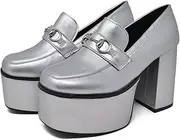 [ラブハンター] 1635 Women's Bit Loafer, Slip-on, Thick Sole, 4.1 inches (10.5 cm), Heel, Storm, 2.4 inches (6 cm), Square Toe, U-Tip