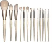 BRUSH ARTIST 13 PCs Premium Synthetic Champagne Makeup Brush Set with Cotton Cosmetic Bag Face Powder Brush, Contour Brush, Blush Brush, Eyeshadow Brush, Eyebrow Brush, Concealer Brush