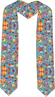 [SKKNT] Hot Air Colorful Balloons Print Graduation Shawl Stole For Academic Commencements Honor Sash Congratulations Gift