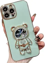 [OLOBBIRD] for Samsung Galaxy A35, 3D Quicksand Astronaut Stand Bling Phone Case, Unique Bracket, Soft Sparkling Cover, Protective Shell