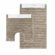 Algodon Lawson Plush Bath Mat 2 Piece Set - Taupe