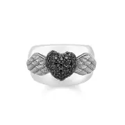 Ring Winged Heart Black