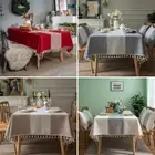 Rectangle Tablecloth Jacquard Tassel Dining Room Kitchen Dinner Party Home Decor