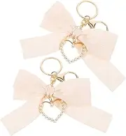 [GAROZATION] 2pcs Bowknot Keychain Beaded Fringe Trim for Women Car Keys Cute Bow Tassel Keyring for Bag Decor