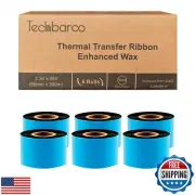 6 Rolls 2.36" x 984'(60mmx300m) Enhanced Wax Thermal Transfer Ribbon, Core 1"