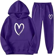 [Mthrpn] Fall Blouses for Women 2023,Women 2 Piece Long Pants Outfit Lightweight Long Sleeve Crewneck Pullover Tops Tracksuit, Purple-b, Small