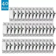 40Packs Decorator Paddle Rocker Light Switch Single Pole 15A 120V/277V UL Listed