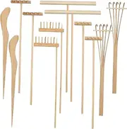 Kisangel 12Pcs Miniature Garden Rakes Decorative Rakes for Sand Table Meditation and Micro Landscape Decor for Zen Gardens and Mini Gardens