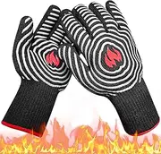 DEYAN BBQ Gloves, 932℉ Extreme Heat Resistant Oven Gloves, Kitchen Silicone Non-Slip Oven Mitts, Used for Grilling, Baking, Smoking, 1 Pair (Grey)