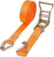 25 mm x 10 m 400 kg Ratchet Tie Down Straps Lashing Straps with J-Hook Tie Down Strap Ratchet Locking Straps for Lawn Equipment Moving Devices Motorcycle - Orange