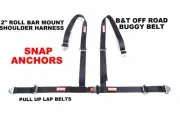 4 POINT OFF ROAD 2" SEAT BELT B&T ROLL BAR MOUNT HARNESS BUGGY BELT BLACK
