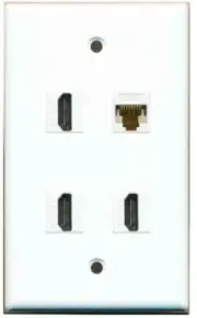 3 Port HD 1 Port CAT6 Ethernet White Wall Plate