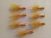 Smoo's Custom Jigs (7) 1/16 Oz. Arctic Fox Hair Jigs Yellow Gold. *91