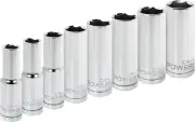 Powerbuilt 640055 8 Piece 1/2" Drive Metric 6Pt. Deep Well Socket Set