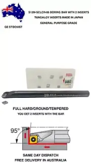 Boring Bar 12mm with free 2 Tungaloy Insert chatter free finish CCMT06