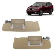 For 18-20 Ridgeline 2017-2021 Honda Pilot LH+RH Beige W/Lights Mirror Sun Visor