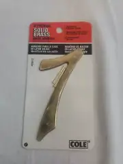 Vintage Cole 4 Inch Brass Nail On House Mailbox Numbers," 7 "