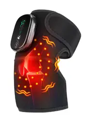 Heating Knee Massage Pad Protection Vibration Red Light Vibrador Joint Pain Relief Instrument Swelling Arthritis Leg Elbow Black 1PC
