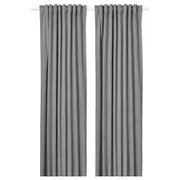 ROSENMANDEL block-out curtains, 1 pair, grey/with heading tape, 135x250 cm