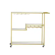 Levede Bar Cart Gold Drinks Serving Trolley 4 Tier
