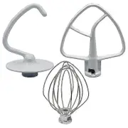 Mixer Kit for KSM150 Includes Dough Hook Wire Whip and Coated Flat Beater, 3 Pieces Stand Mixers Re WhiteSilver